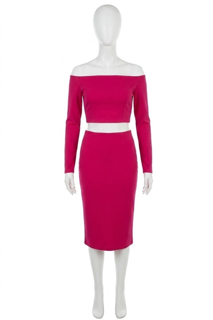 NEW SHERRI HILL two-piece prom dress in fuchsia